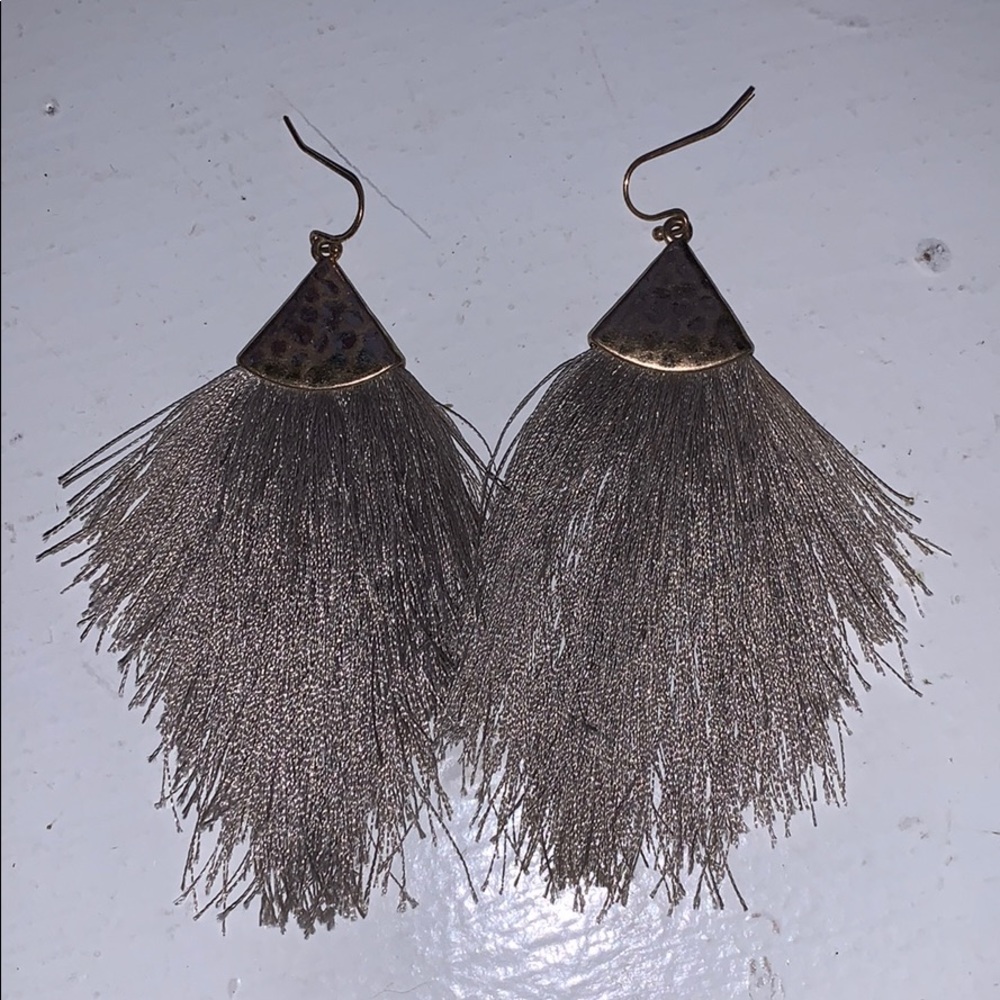 Grey feather earrings